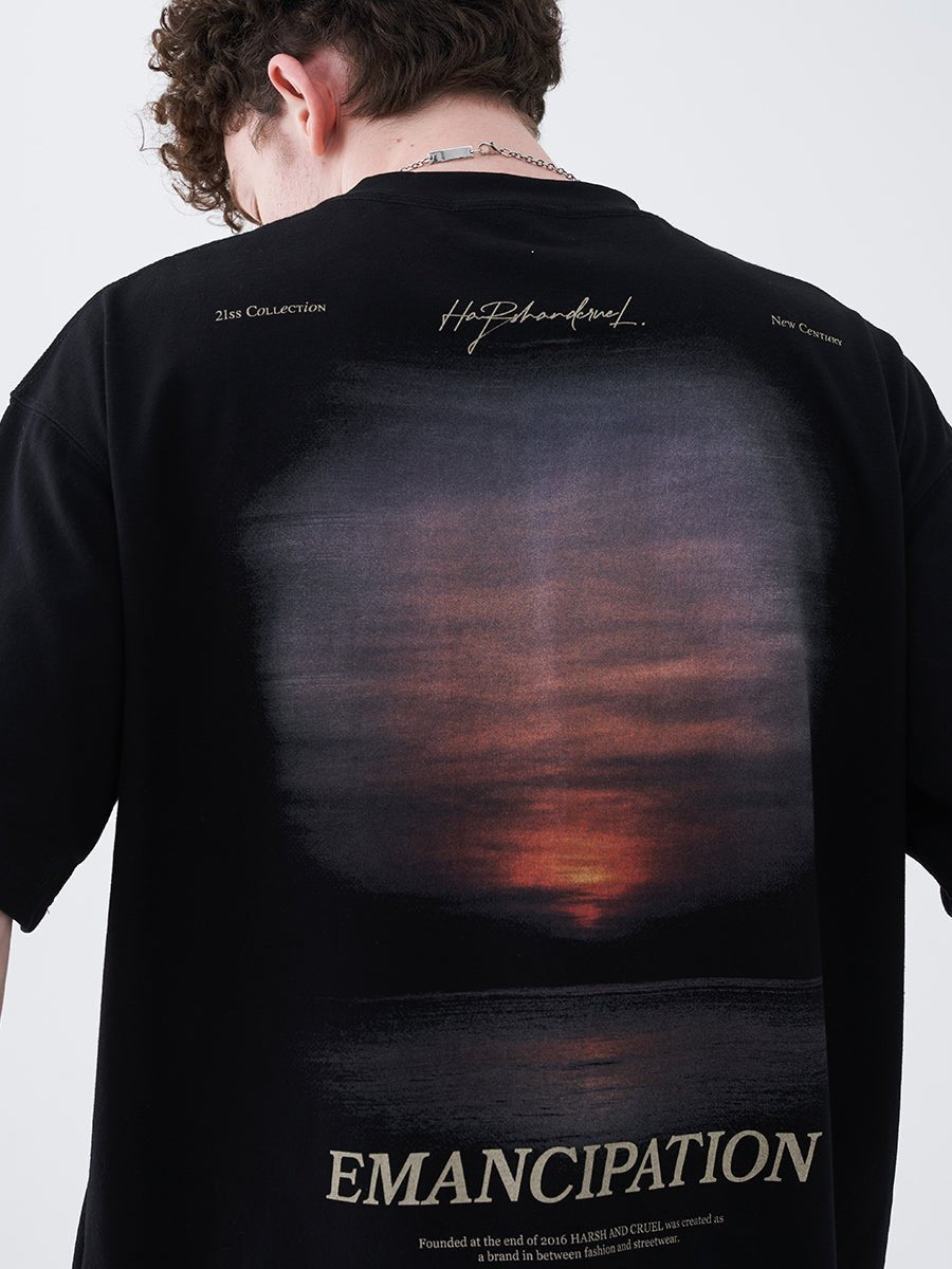 Sunset Print Handwritten Letter Tee - COPPING THREADS - Harsh and Cruel