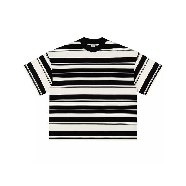 IDLT striped T-shirt, black and cream front.