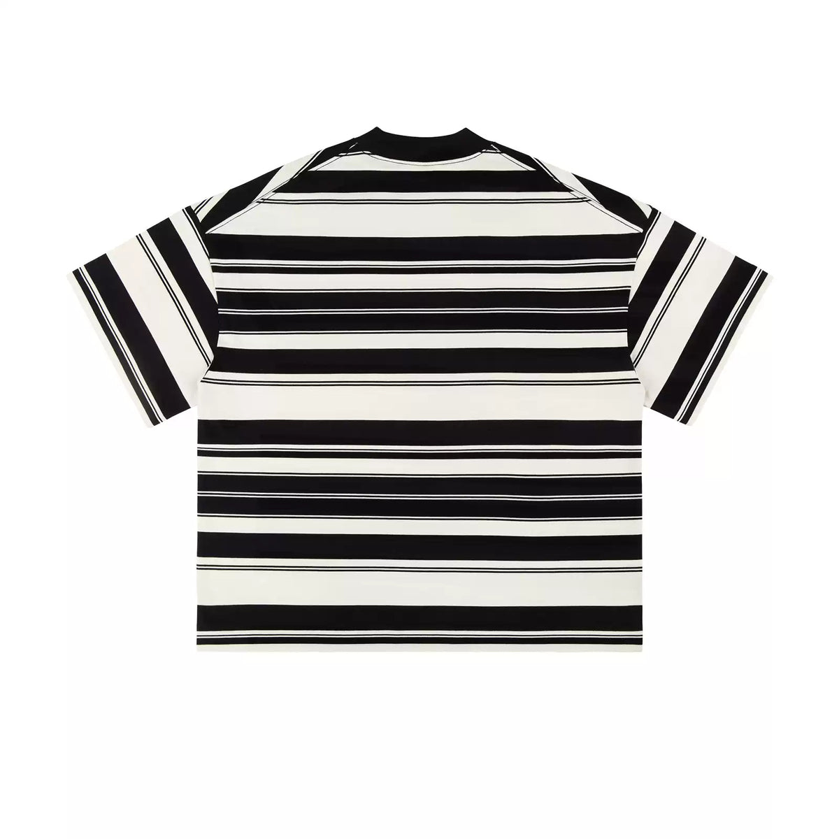 IDLT striped T-shirt, black and cream back.