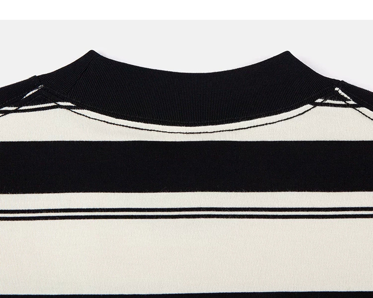 IDLT striped T-shirt, black back neckline.