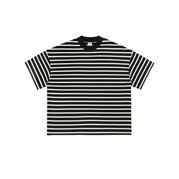 IDLT striped T-shirt, black and cream front.