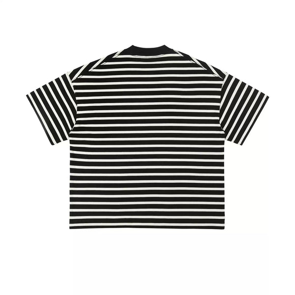 IDLT striped T-shirt, black and cream back.