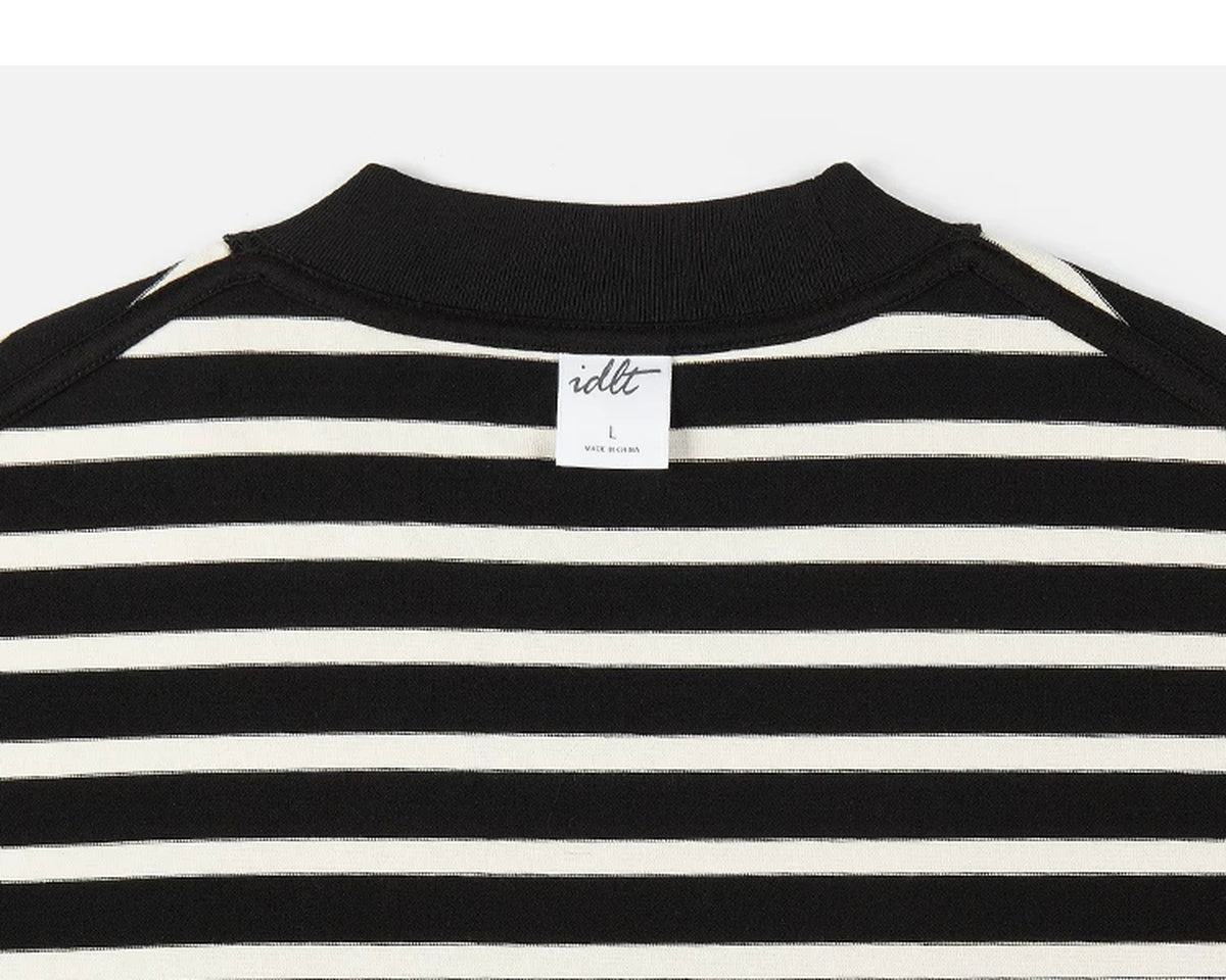 IDLT striped T-shirt, black inner neckline label.