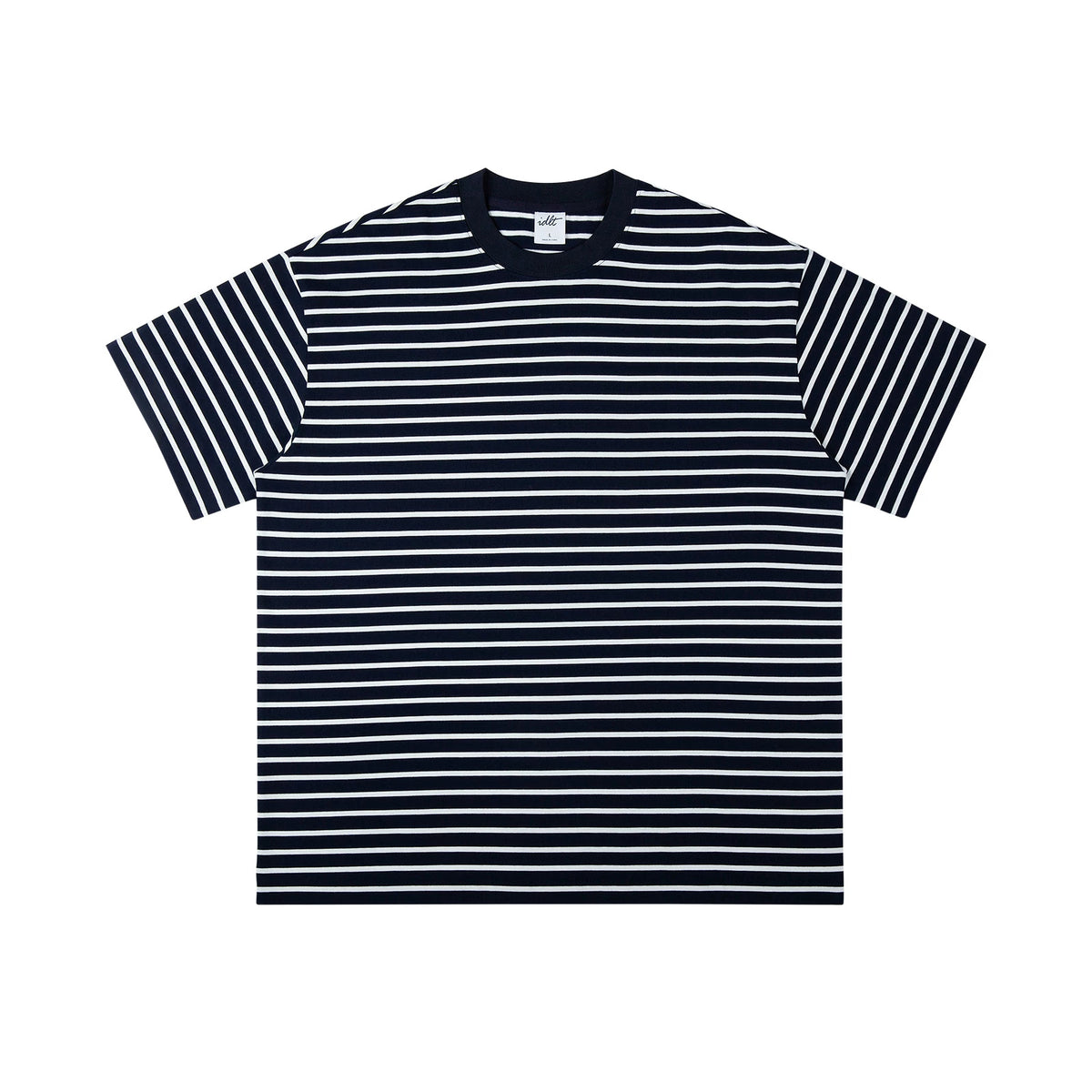 IDLT striped T-shirt, navy front.