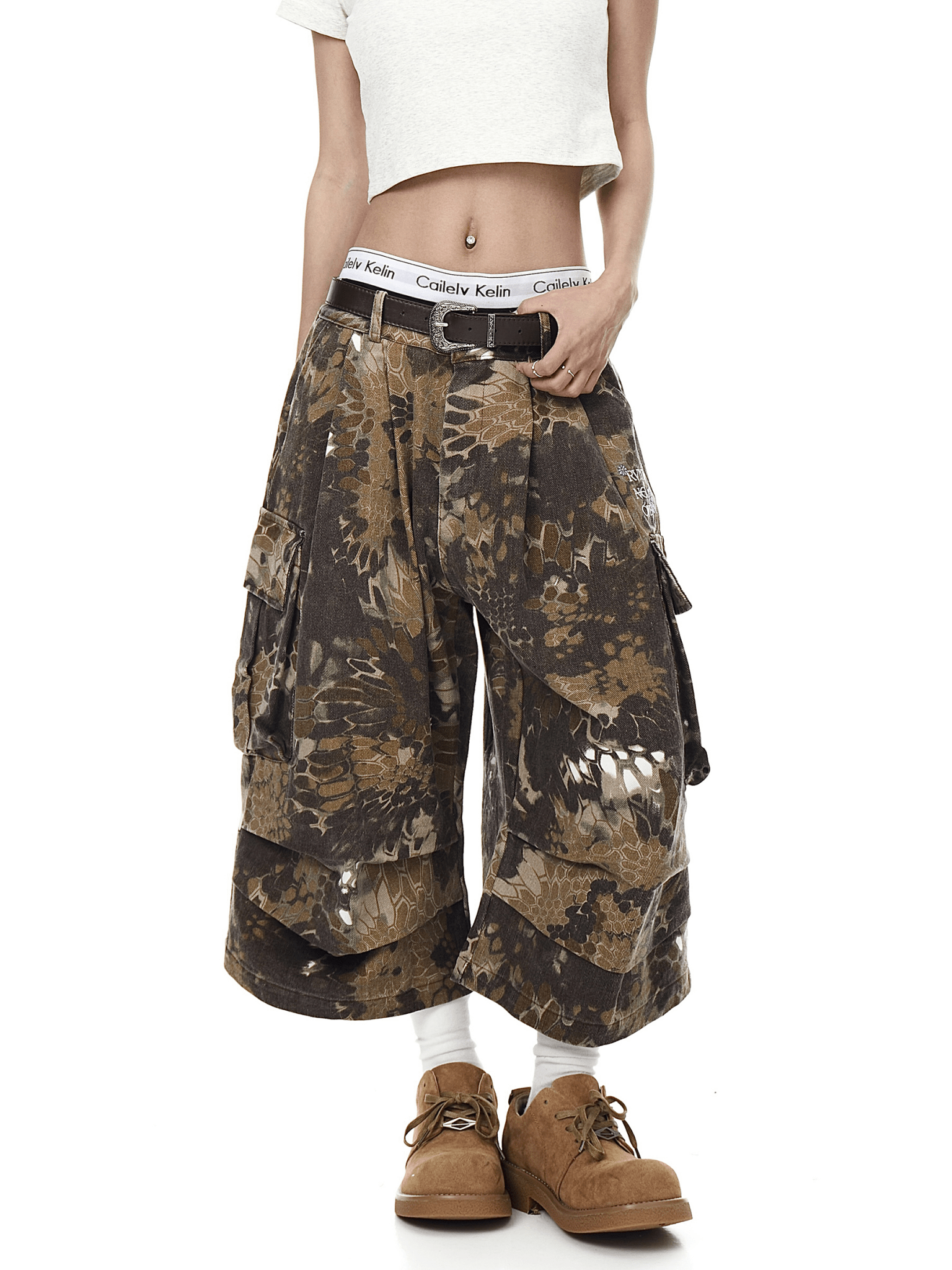 Tactical Snake Camo Pleated Cargo Shorts - COPPING THREADS - CT Select Main image