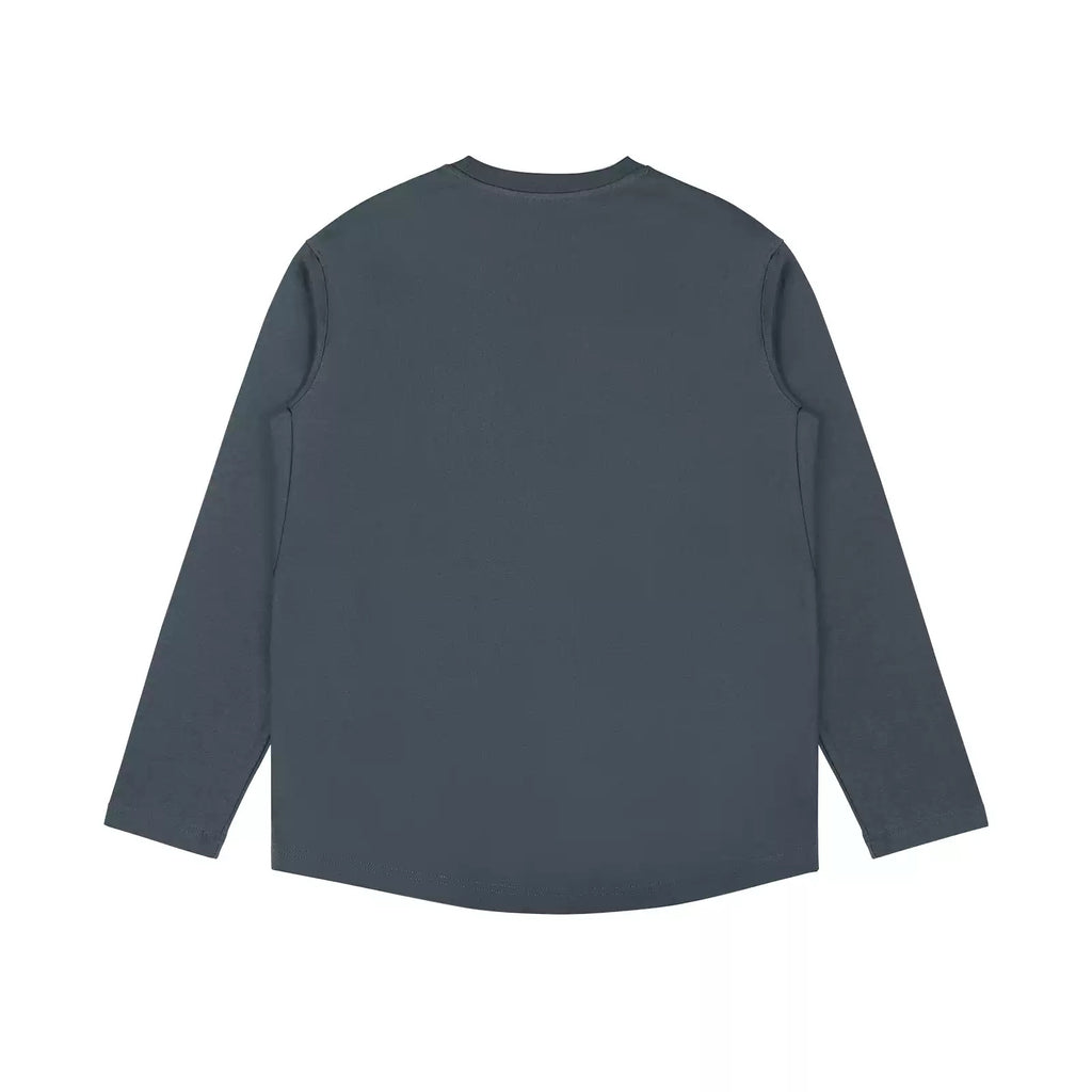 IDLT long sleeve T-shirt, dark gray back.