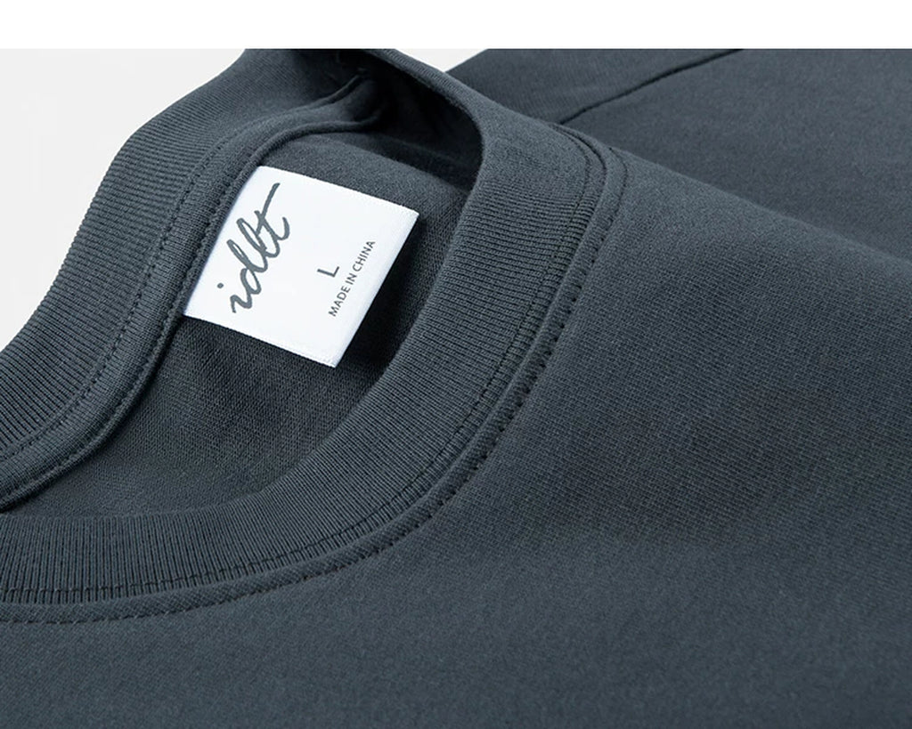 IDLT long sleeve T-shirt, dark gray neckline label.