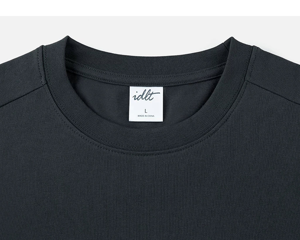 IDLT long sleeve T-shirt, black crewneck.