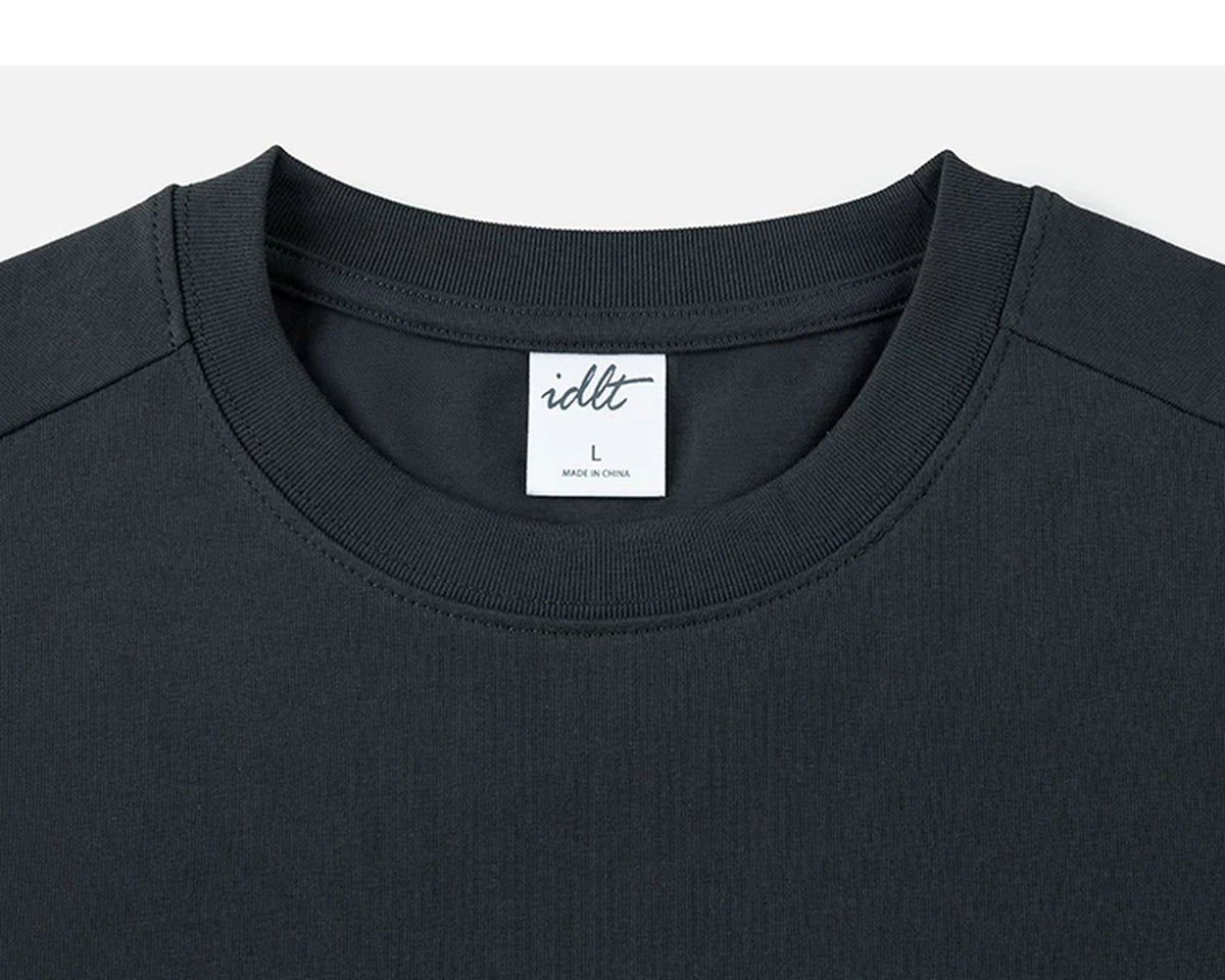 IDLT long sleeve T-shirt, black crewneck.