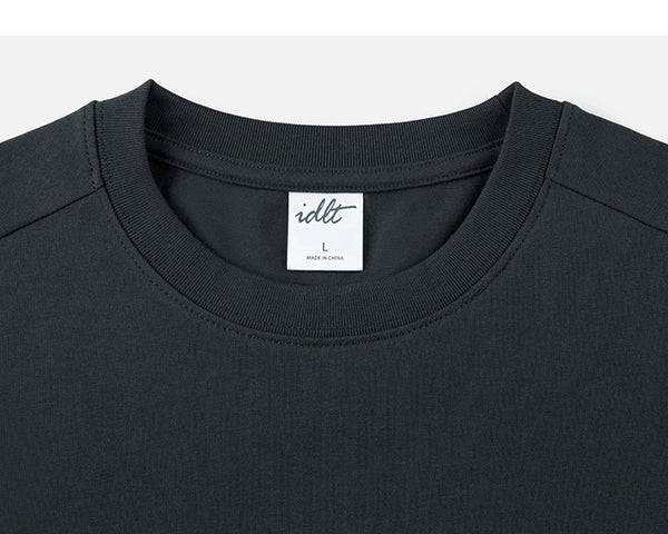 IDLT long sleeve T-shirt, black crewneck.
