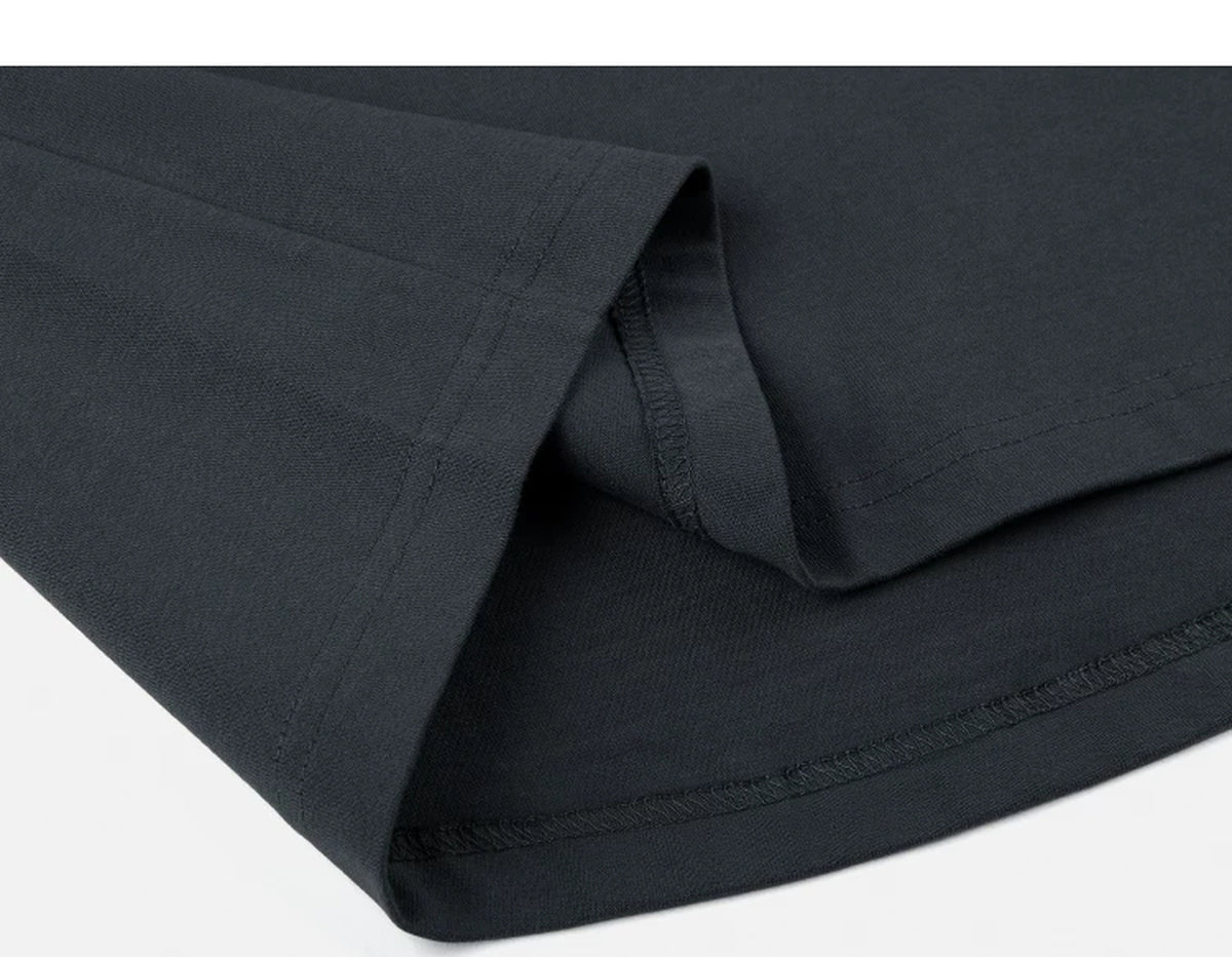 IDLT long sleeve T-shirt, black folded hem.