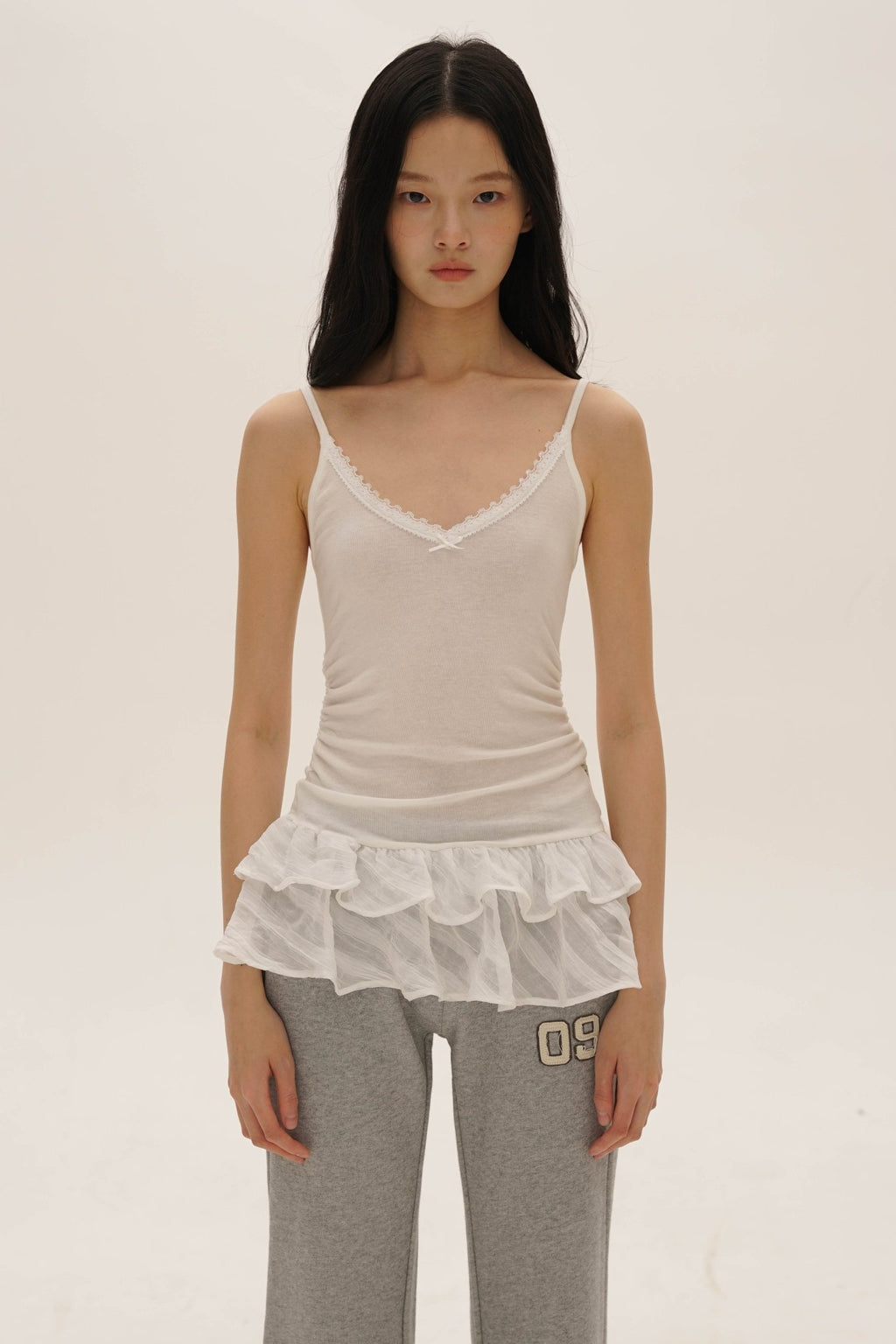 Tencel Wool Lace Collar Plaid Mesh Camisole - COPPING THREADS - MOROMORO