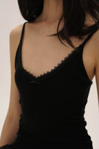 Tencel Wool Lace Collar Plaid Mesh Camisole - COPPING THREADS - MOROMORO