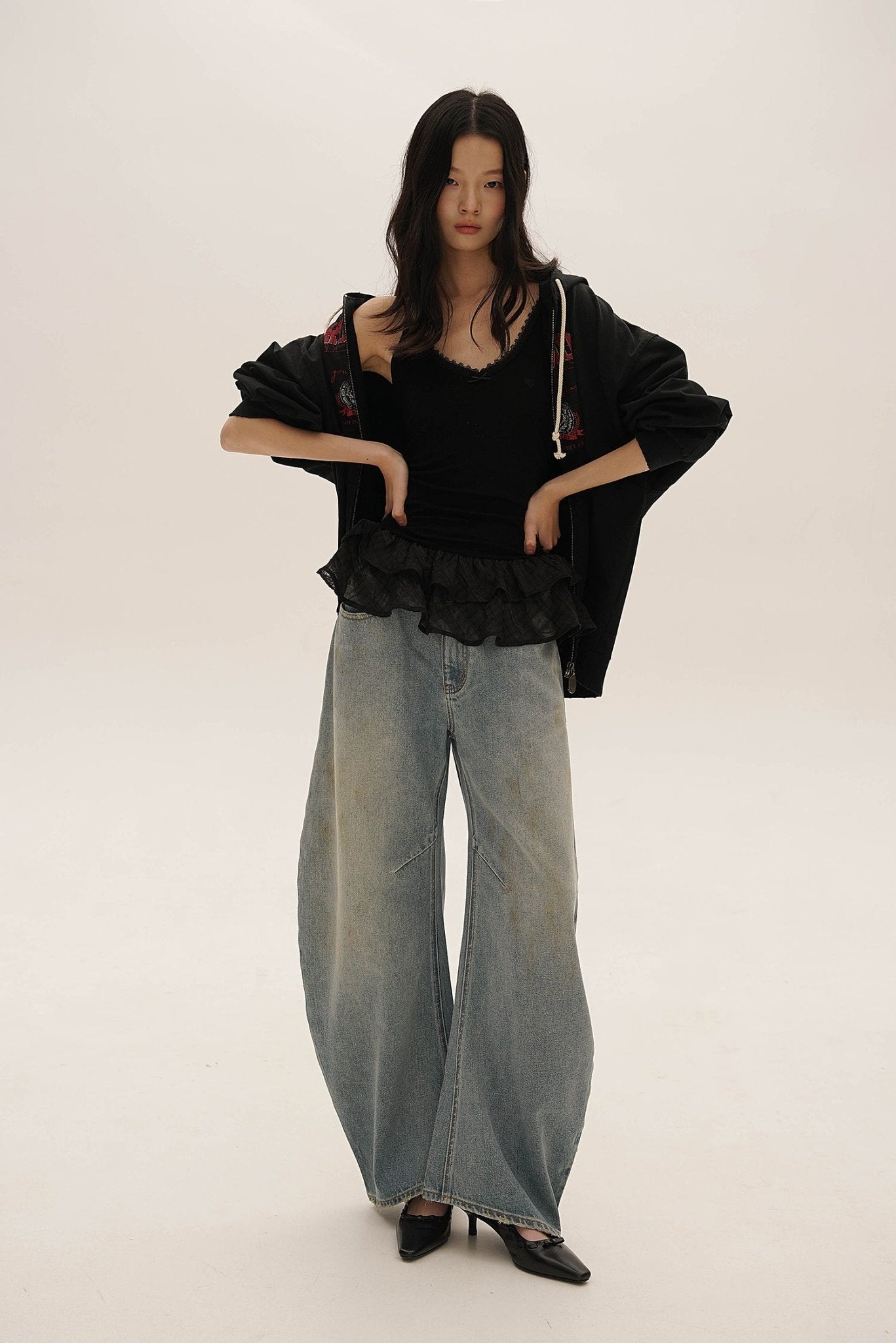 Tencel Wool Lace Collar Plaid Mesh Camisole - COPPING THREADS - MOROMORO