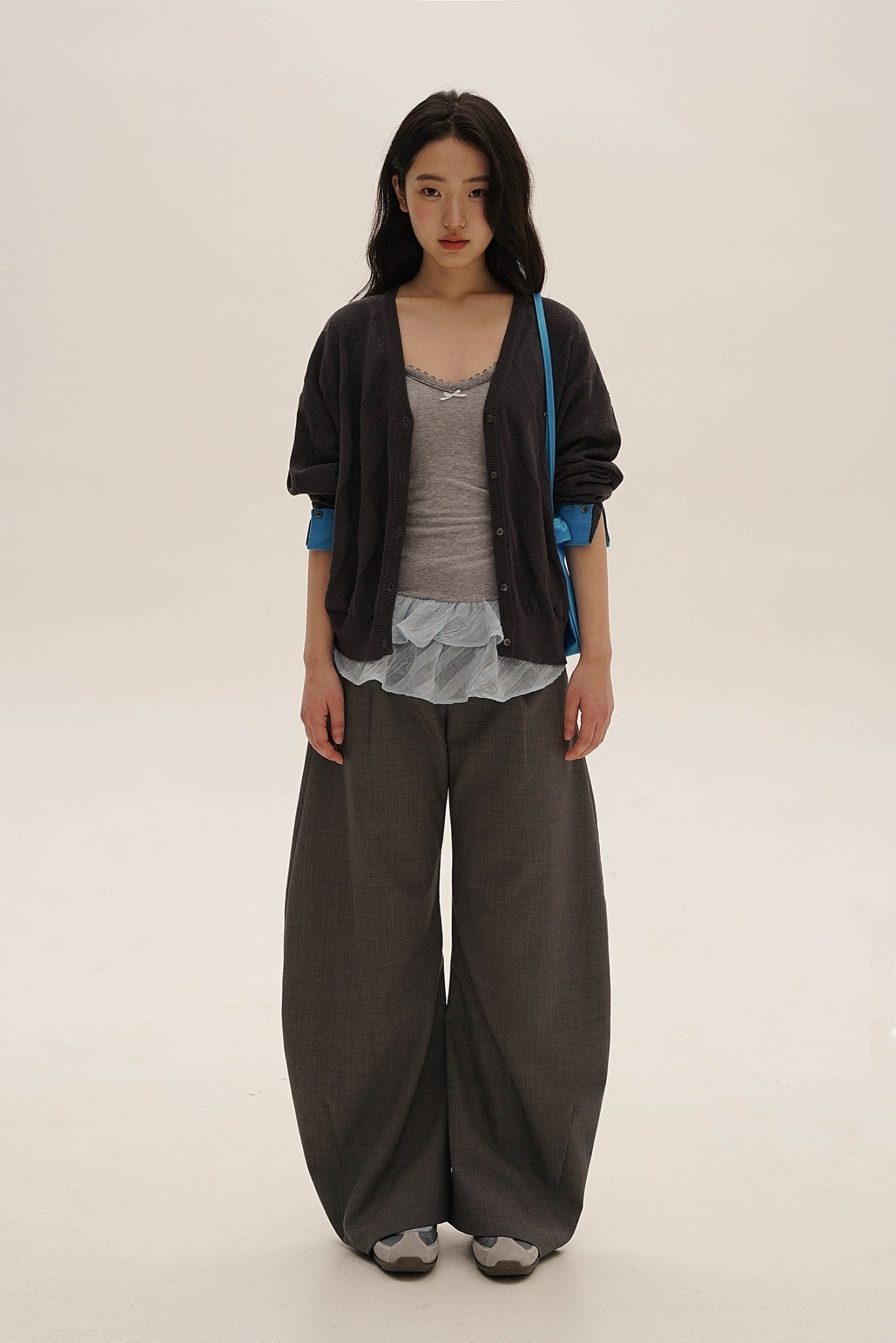 Tencel Wool Lace Collar Plaid Mesh Camisole - COPPING THREADS - MOROMORO