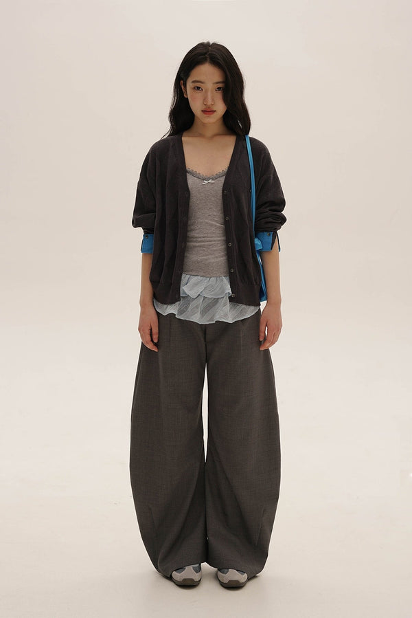 Tencel Wool Lace Collar Plaid Mesh Camisole - COPPING THREADS - MOROMORO