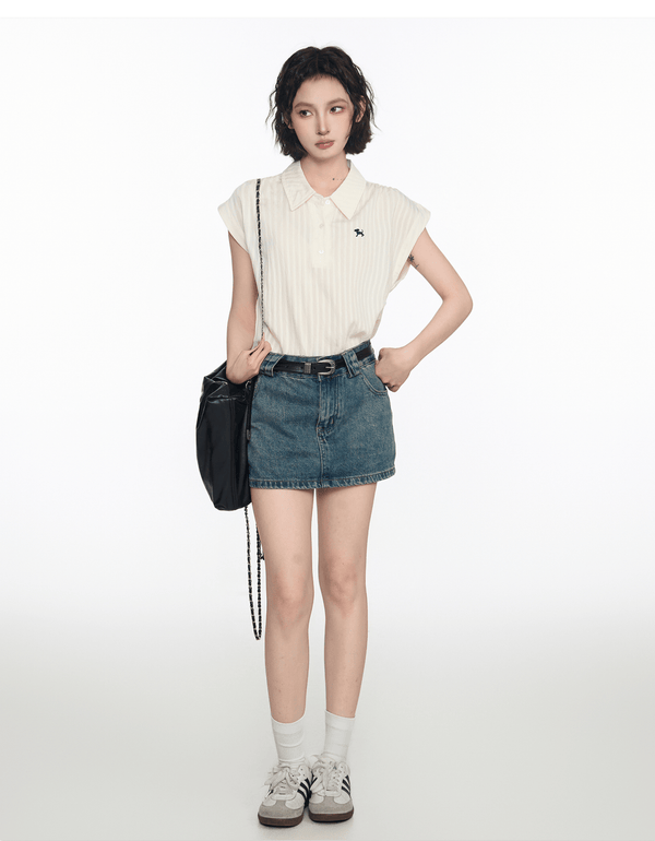 Textured Cap Sleeve Polo Shirt - COPPING THREADS - CT Select