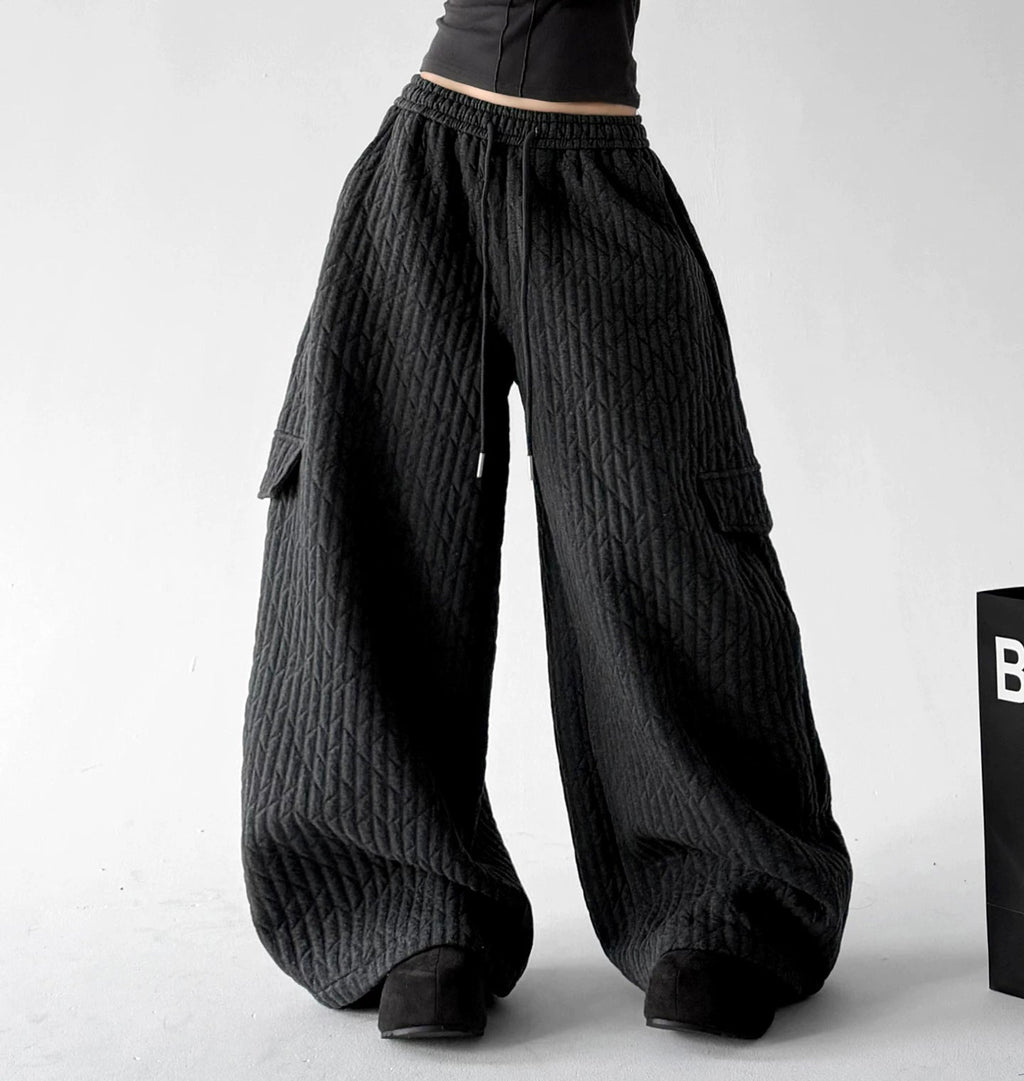 Textured Cargo Wide-Leg Pants - COPPING THREADS - CT ORIGINALS