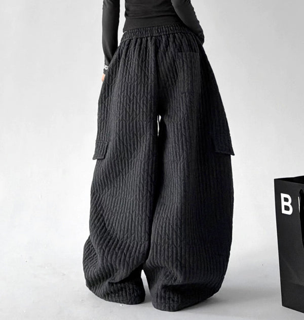 Textured Cargo Wide-Leg Pants - COPPING THREADS - CT ORIGINALS
