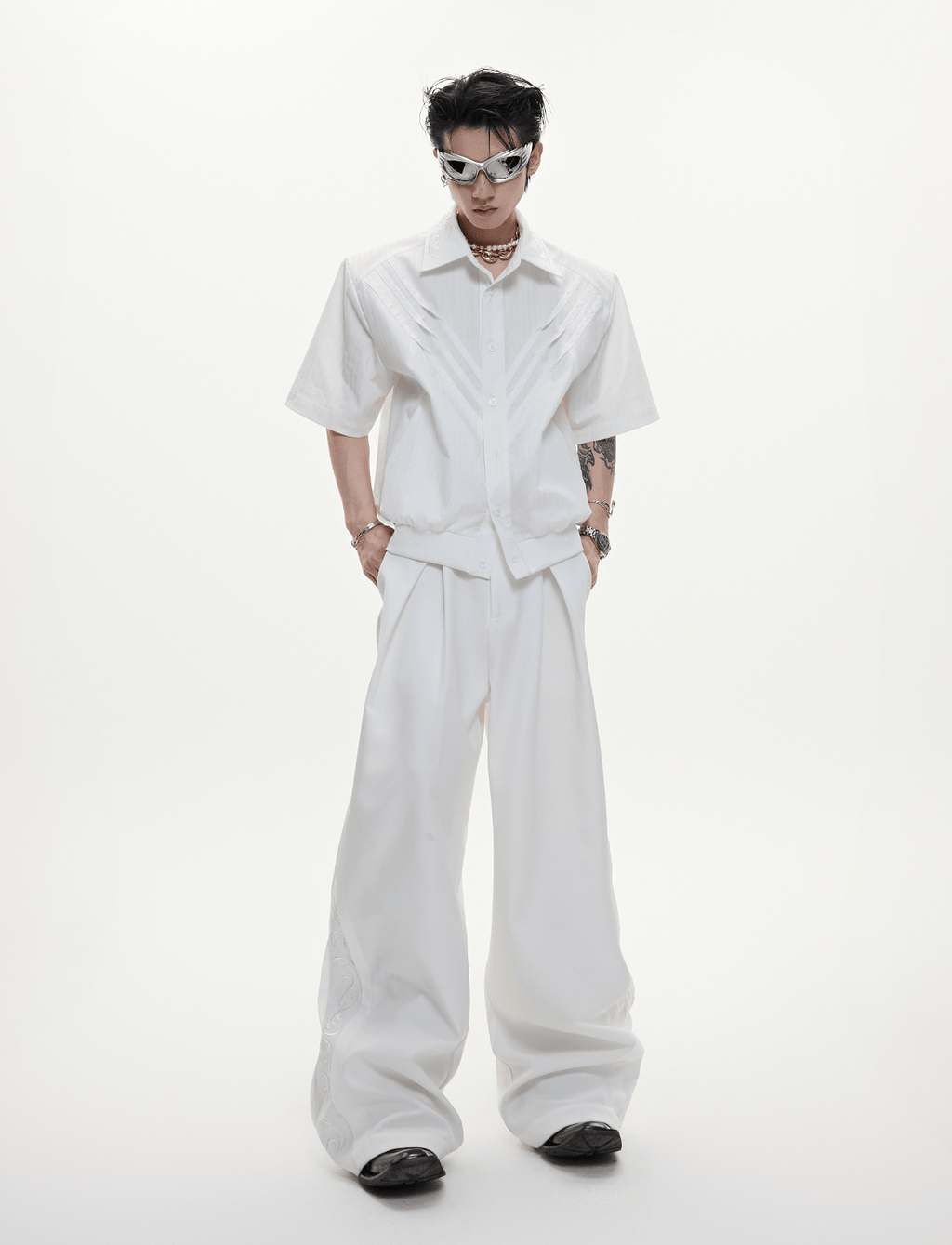 Textured Embroidered Boxy Shirt - COPPING THREADS - ArguE CulturE