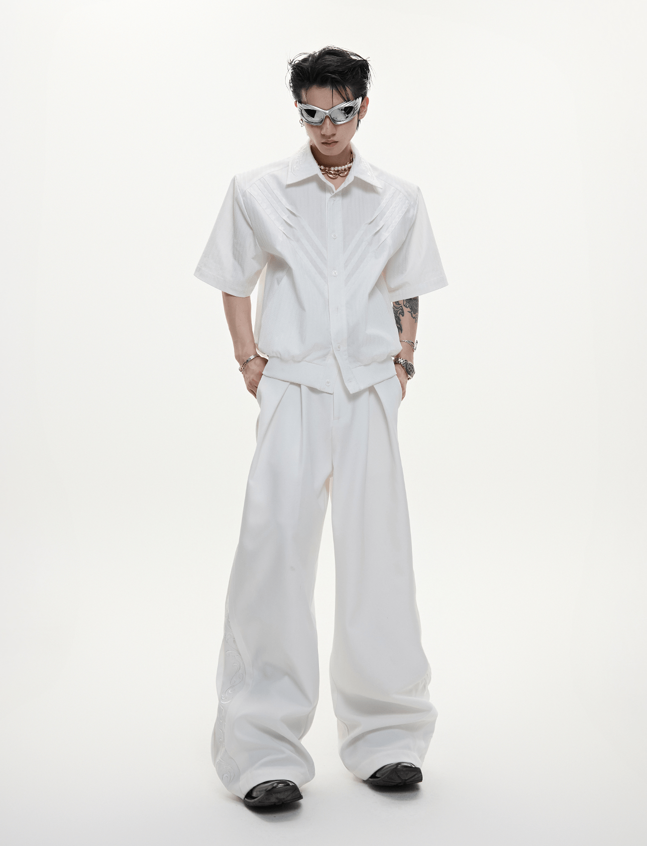 Textured Embroidered Boxy Shirt - COPPING THREADS - ArguE CulturE