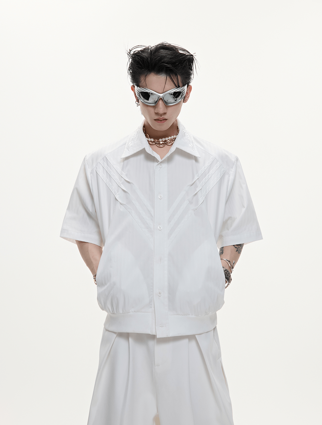Textured Embroidered Boxy Shirt - COPPING THREADS - ArguE CulturE