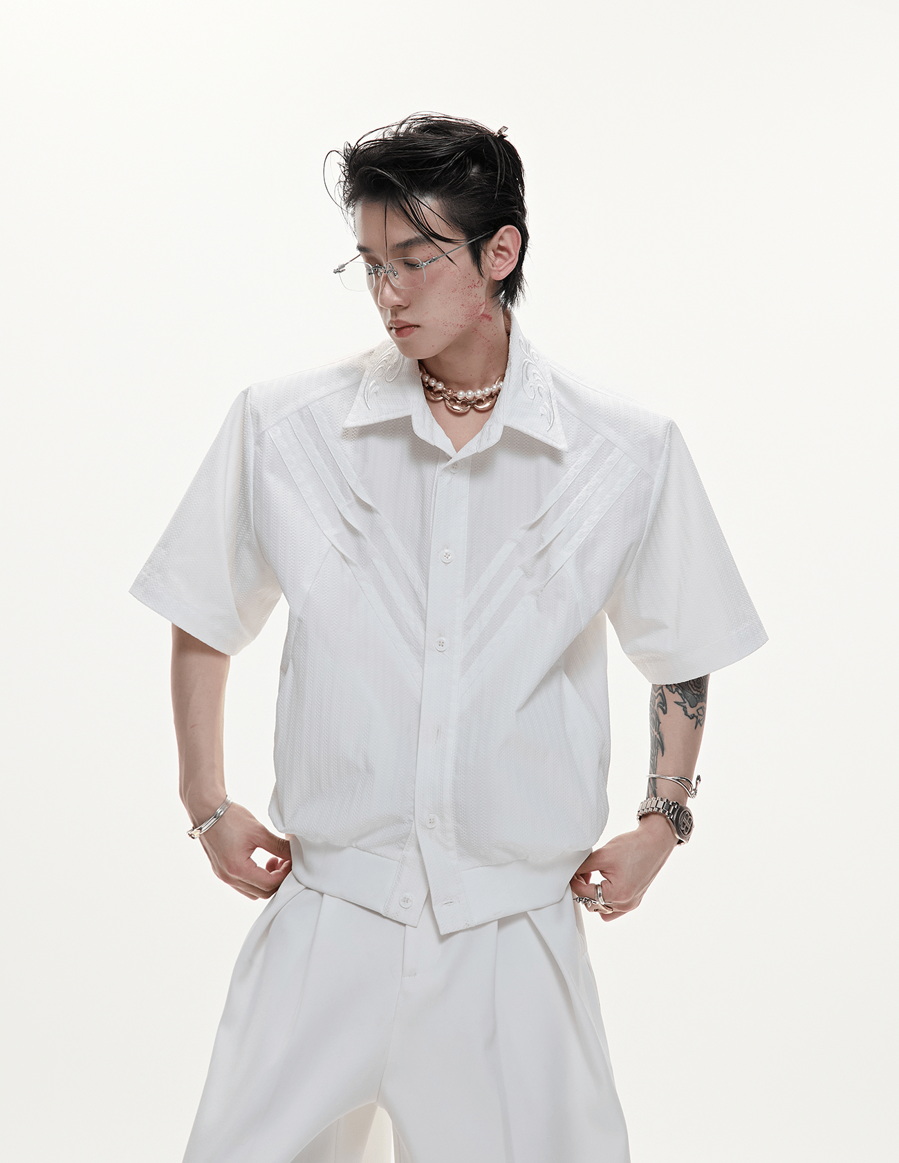 Textured Embroidered Boxy Shirt - COPPING THREADS - ArguE CulturE