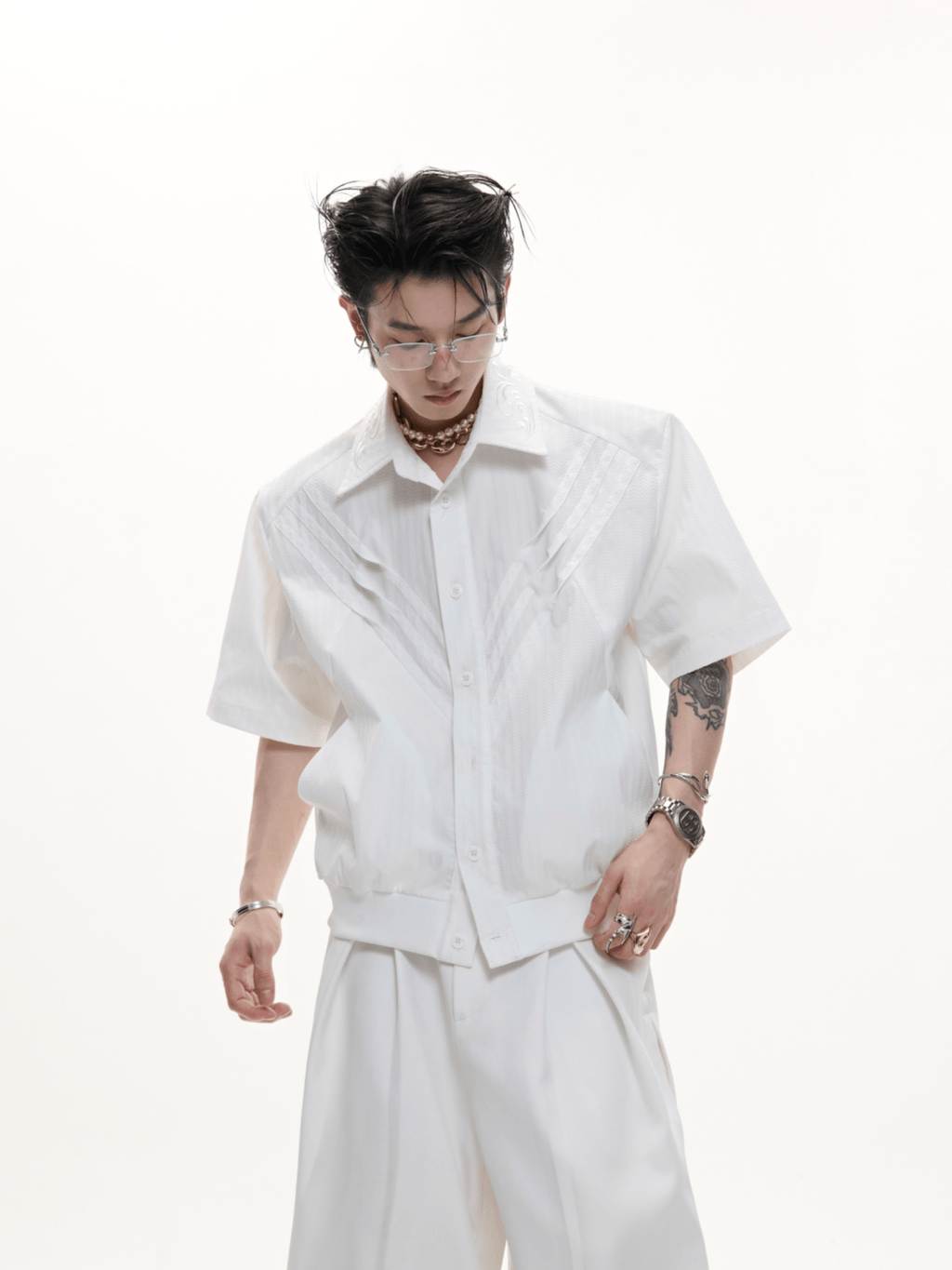 Textured Embroidered Boxy Shirt - COPPING THREADS - ArguE CulturE