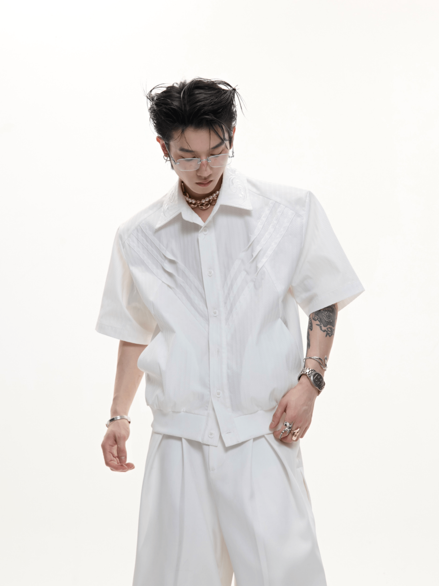 Textured Embroidered Boxy Shirt - COPPING THREADS - ArguE CulturE