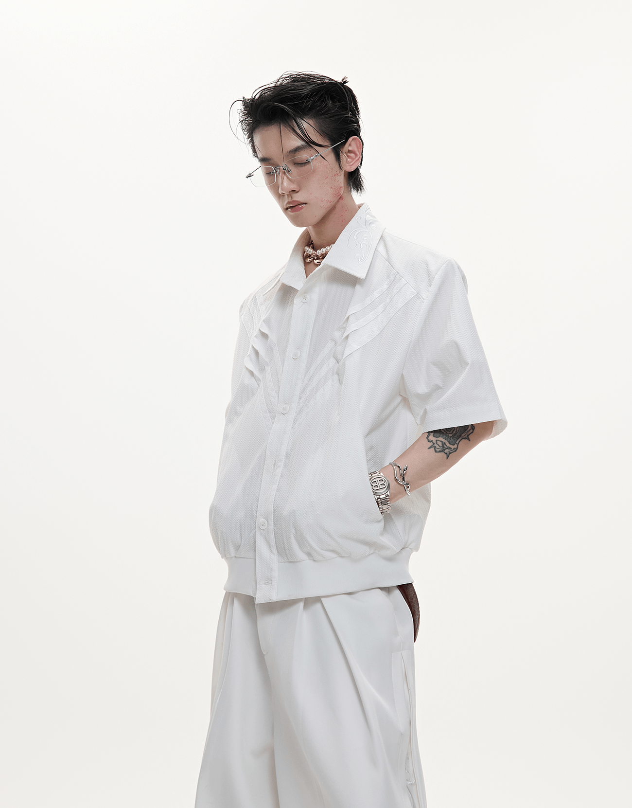 Textured Embroidered Boxy Shirt - COPPING THREADS - ArguE CulturE