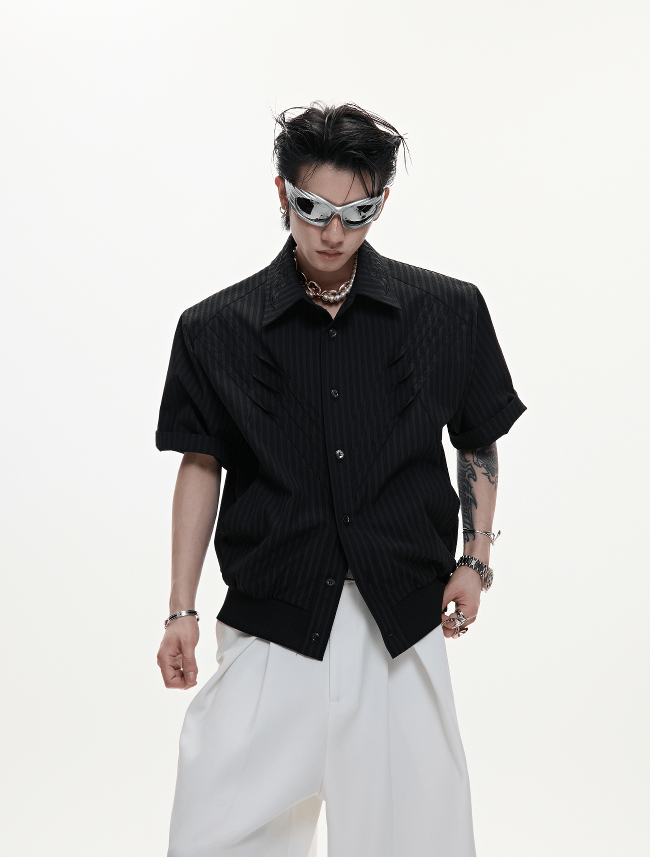Textured Embroidered Boxy Shirt - COPPING THREADS - ArguE CulturE