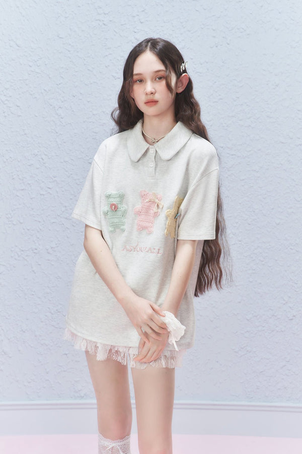 Three Bears Embroidered Knit Polo Shirt - COPPING THREADS - AYF