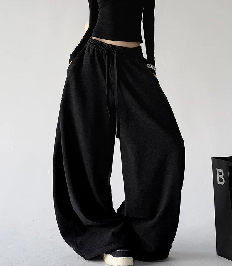 Three-Gray Rounded Wide-Leg Sweatpants - COPPING THREADS - CT ORIGINALS