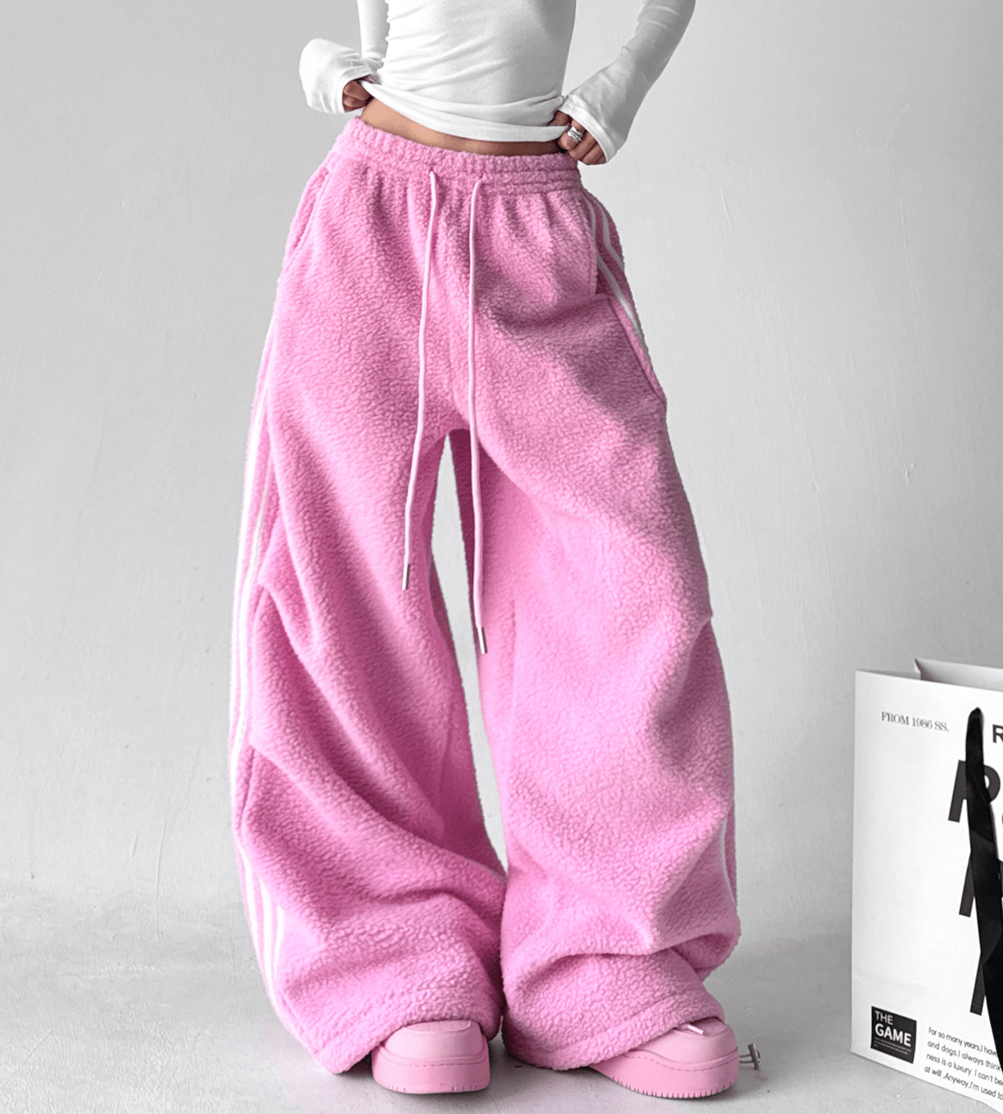 Three - Stripe Sherpa Fleece Sweatpants - COPPING THREADS - CT Select