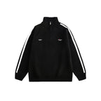 Three - Stripe Sleeve Stand Collar Half - Zip Knit Sweater - COPPING THREADS - CATTEE