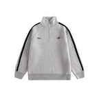 Three - Stripe Sleeve Stand Collar Half - Zip Knit Sweater - COPPING THREADS - CATTEE