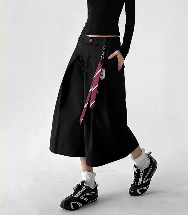 Tie-Accessory Cropped Wide-Leg Pants - COPPING THREADS - CT ORIGINALS