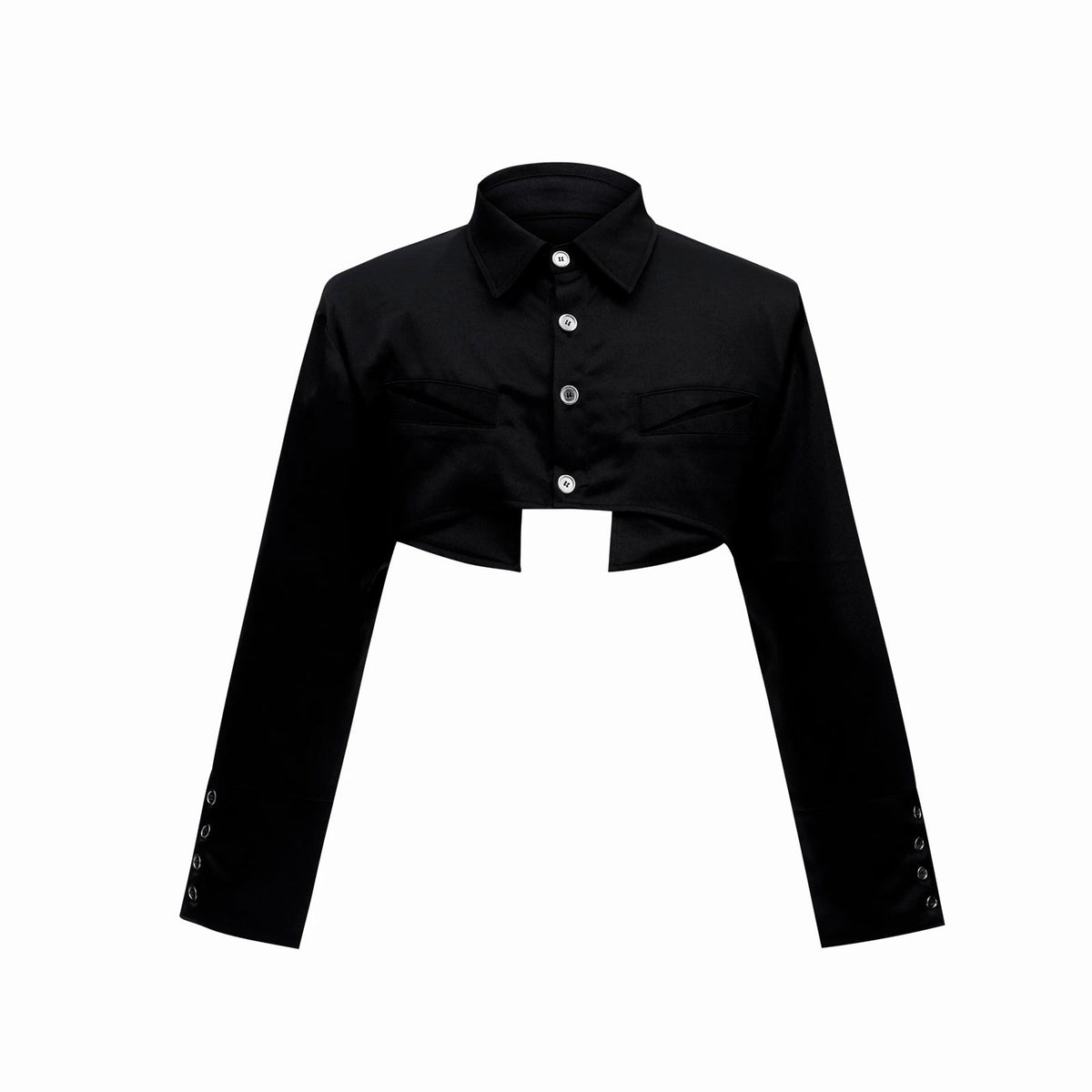 Tie-Detail Cropped Padded-Shoulder Shirt - COPPING THREADS - Argue Culture