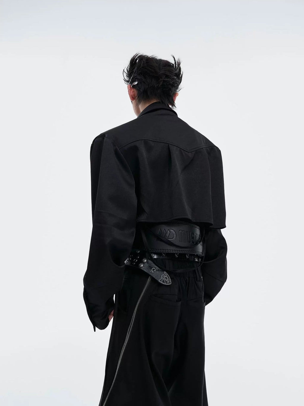 Tie-Detail Cropped Padded-Shoulder Shirt - COPPING THREADS - Argue Culture
