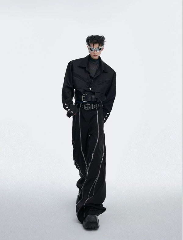 Tie-Detail Cropped Padded-Shoulder Shirt - COPPING THREADS - Argue Culture
