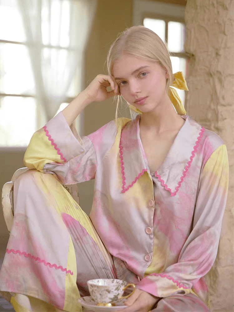 Tie - Dye Satin Pajama Set - COPPING THREADS - CT Dreamscape