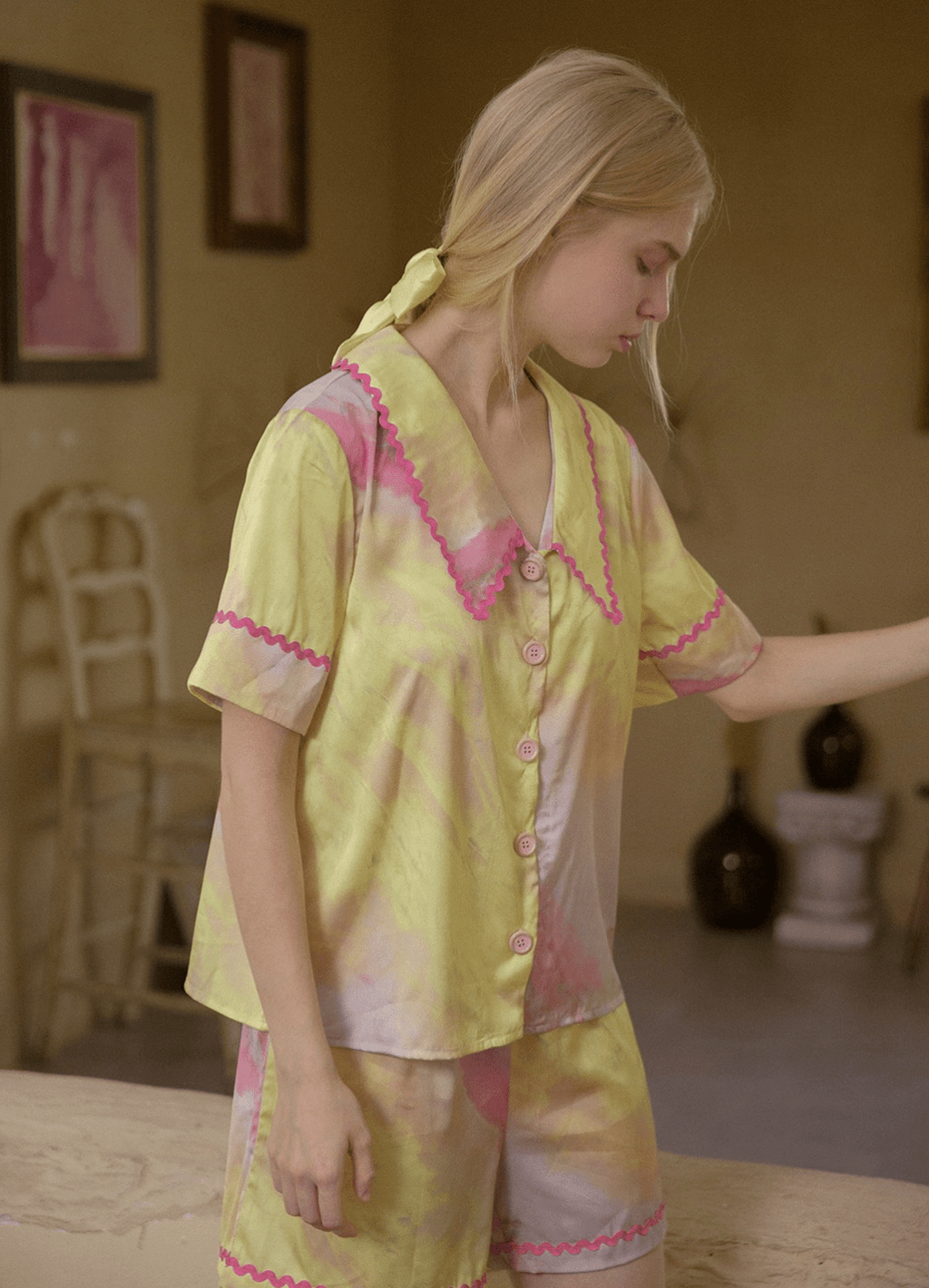 Tie - Dye Satin Pajama Set - COPPING THREADS - CT Dreamscape