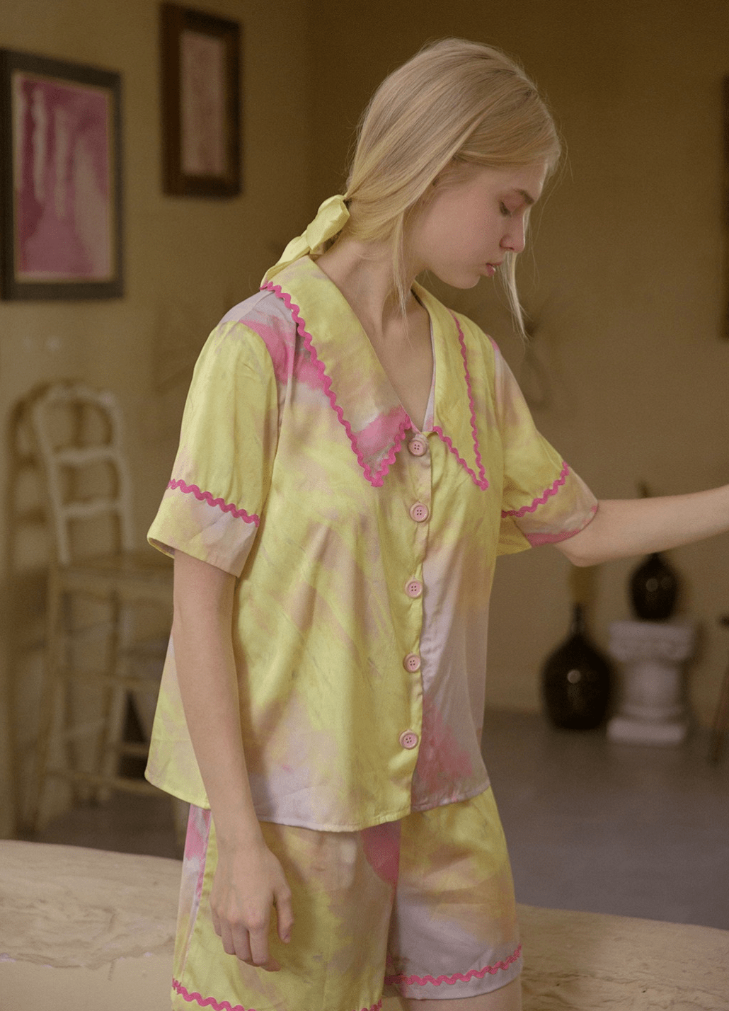 Tie - Dye Satin Pajama Set - COPPING THREADS - CT Dreamscape