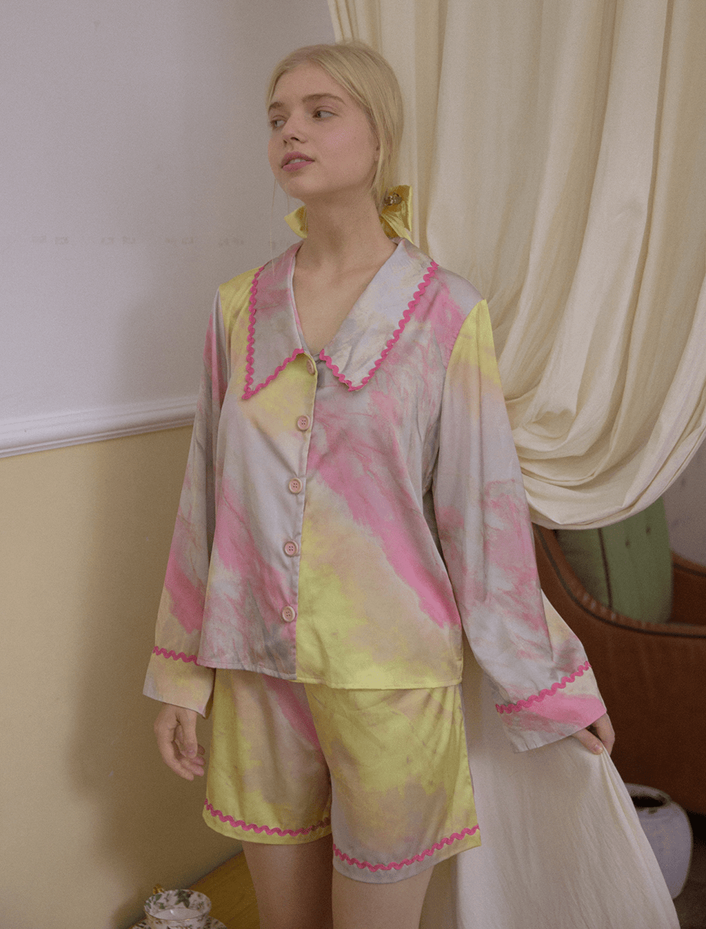 Tie - Dye Satin Pajama Set - COPPING THREADS - CT Dreamscape