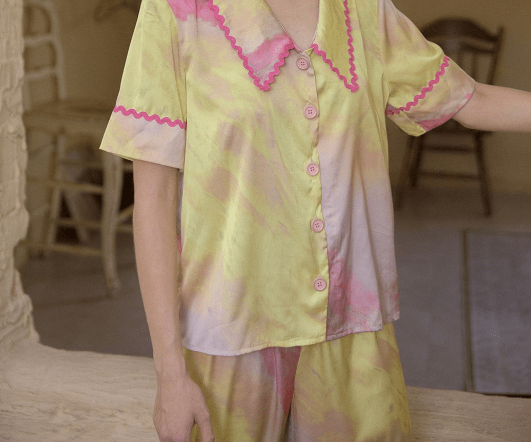 Tie - Dye Satin Pajama Set - COPPING THREADS - CT Dreamscape