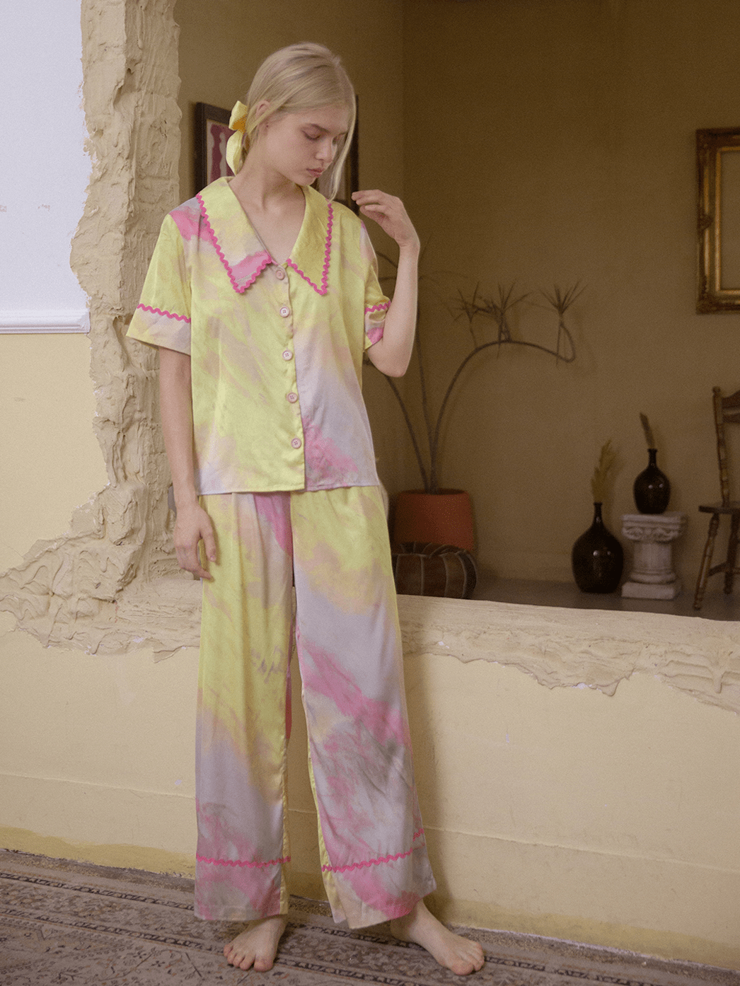 Tie - Dye Satin Pajama Set - COPPING THREADS - CT Dreamscape