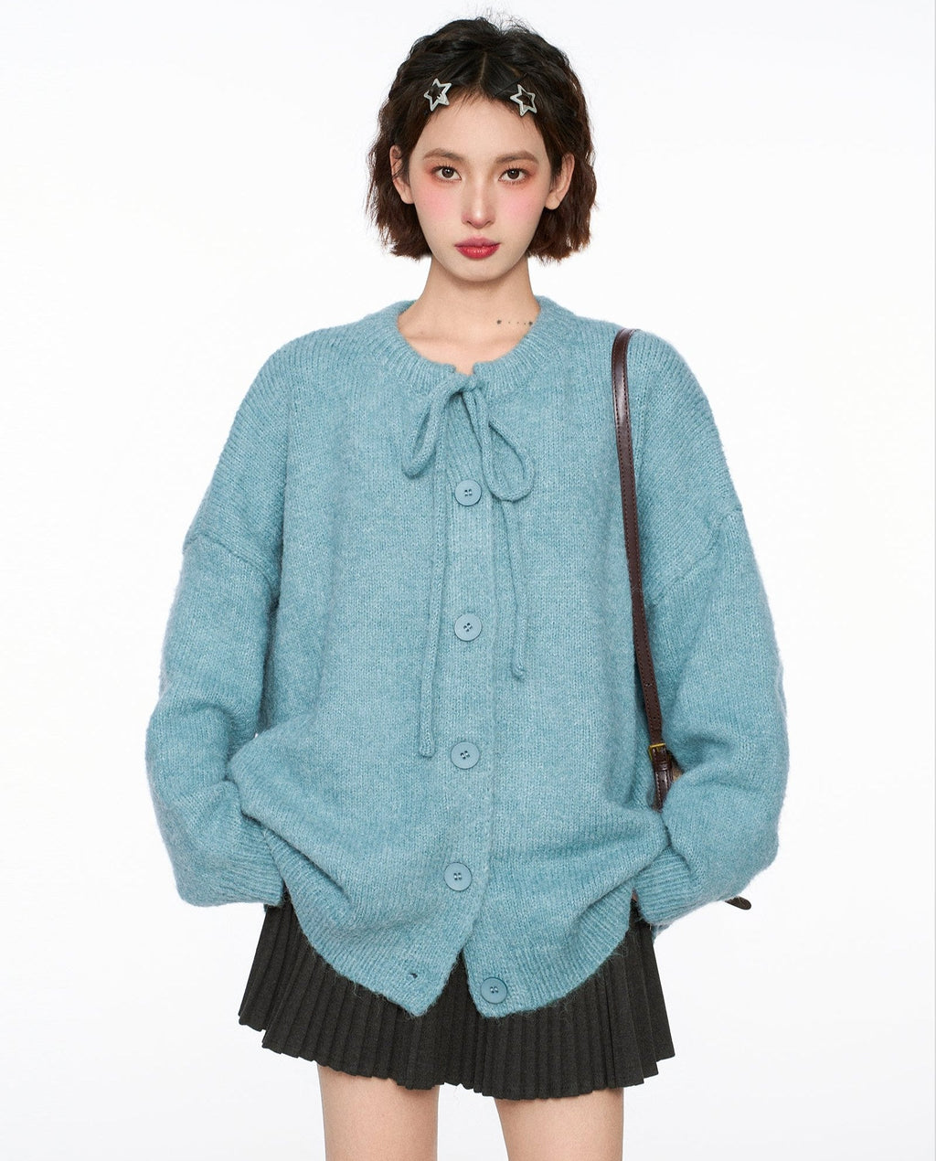 Tie - Neck Knit Cardigan Sweater - COPPING THREADS - CT Select