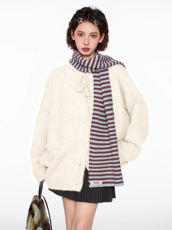 Tie - Neck Knit Cardigan Sweater - COPPING THREADS - CT Select