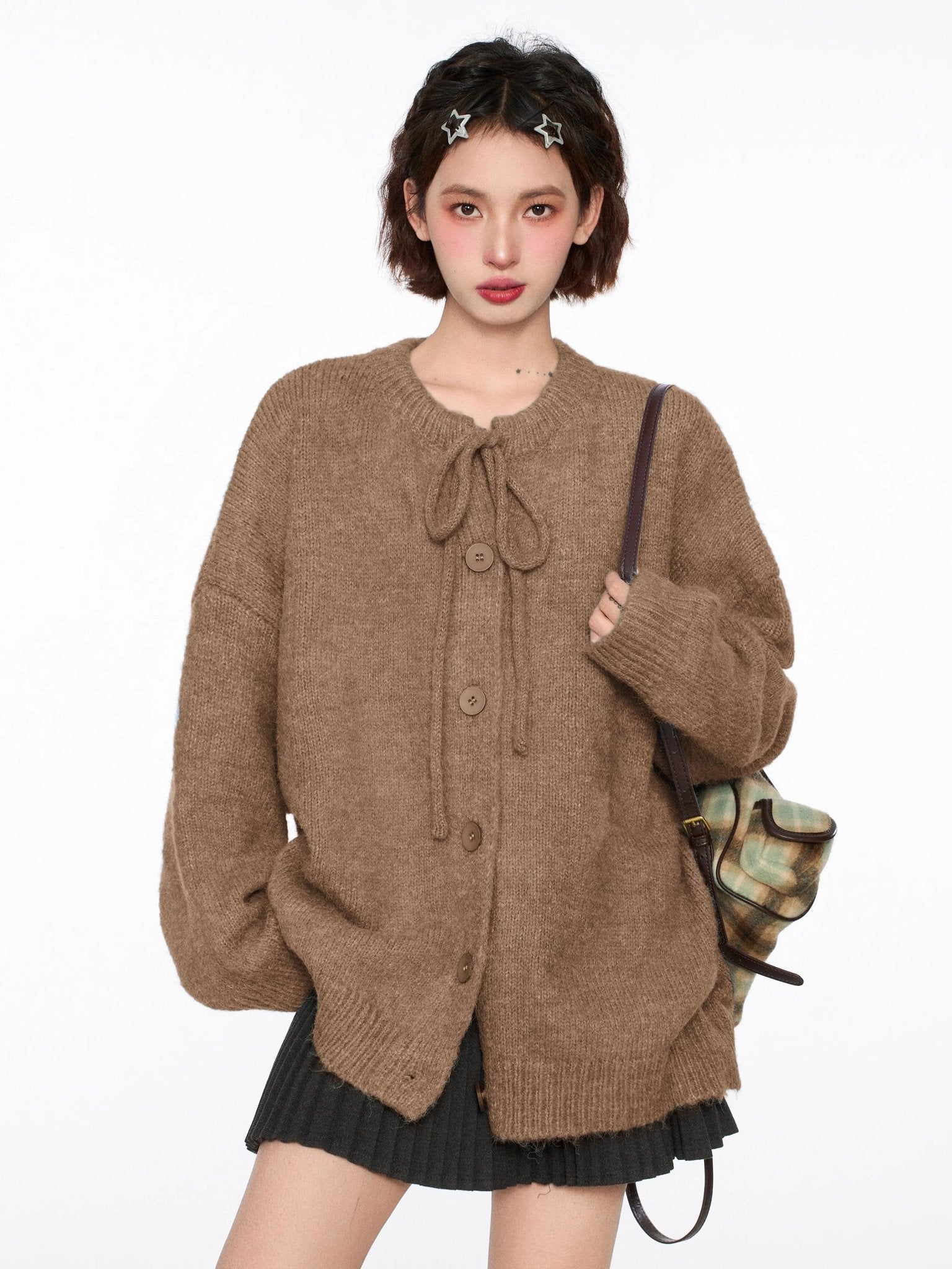 Tie - Neck Knit Cardigan Sweater - COPPING THREADS - CT Select