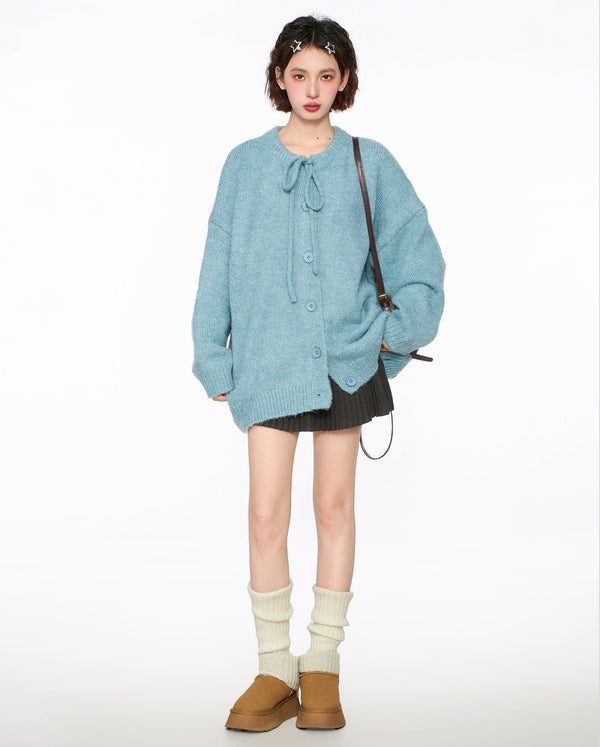 Tie - Neck Knit Cardigan Sweater - COPPING THREADS - CT Select
